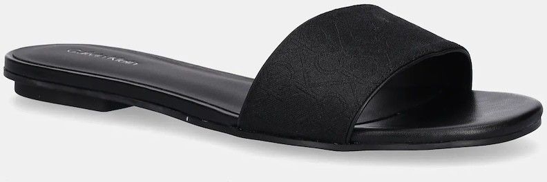 Šľapky Calvin Klein FLAT SLIDE - JACQ čierna farba, HW0HW02388