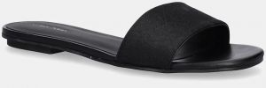 Šľapky Calvin Klein FLAT SLIDE - JACQ čierna farba, HW0HW02388