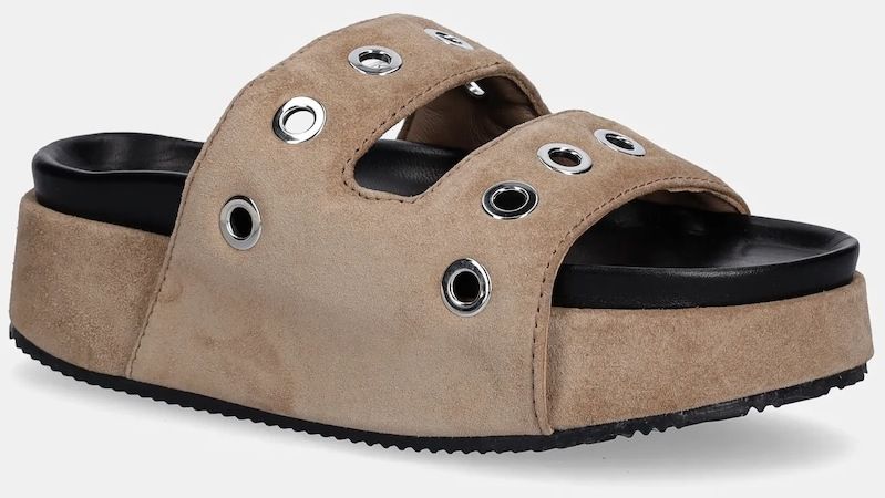 Semišové šľapky Inuikii Suede Studs hnedá farba, na platforme, 1004.005.0151.163 / 70103-153