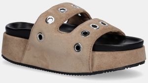 Semišové šľapky Inuikii Suede Studs hnedá farba, na platforme, 1004.005.0151.163 / 70103-153