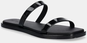 Šľapky Calvin Klein DOUBLE BAR SLIDE - JELLY čierna farba, HW0HW02417