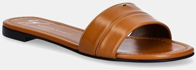 Kožené šľapky Giuseppe Zanotti Baddy hnedá farba, E500060.004