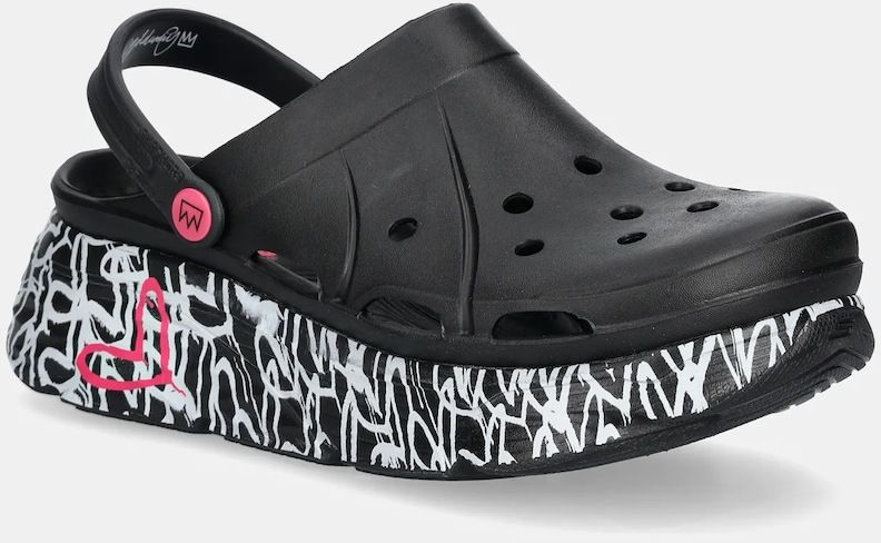 Šľapky Skechers SKECHERS X JGOLDCROWN čierna farba, na kline, 111324