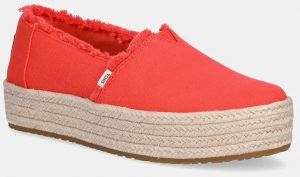 Espadrilky Toms FLAME červená farba, na platforme, 10021919