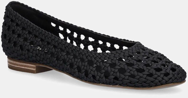 Baleríny Toms BLACK WOVEN BASKET čierna farba, 10022017