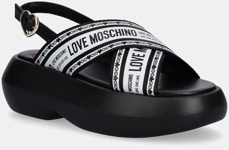 Sandále Love Moschino čierna farba, na platforme, JA16207I0MIX200A