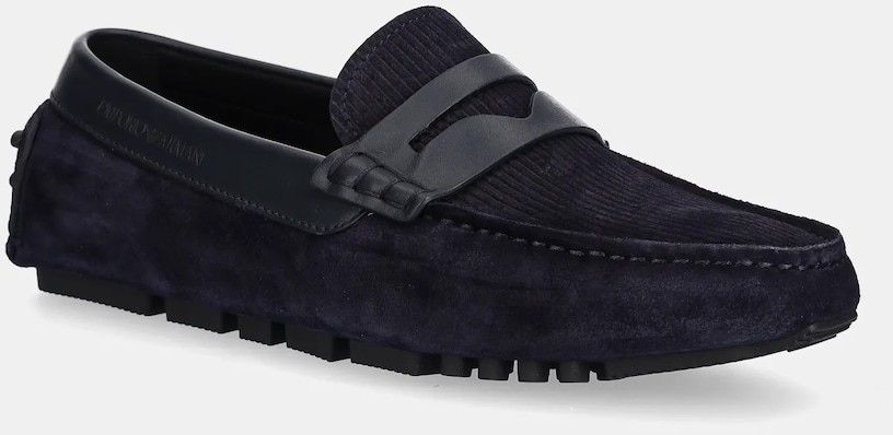Nubukové mokasíny Emporio Armani tmavomodrá farba, X4B152 XR350 S440