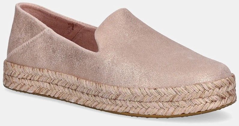 Espadrilky Toms PALE ROSE METALLIC SUEDE ružová farba, 10021868