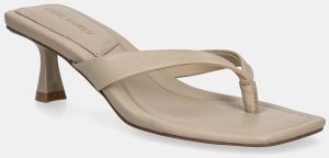 Kožené žabky Steve Madden Heyley béžová farba, na podpätku, SM11003831