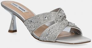 Šľapky Steve Madden Instep strieborná farba, na vysokom podpätku, SM11003834