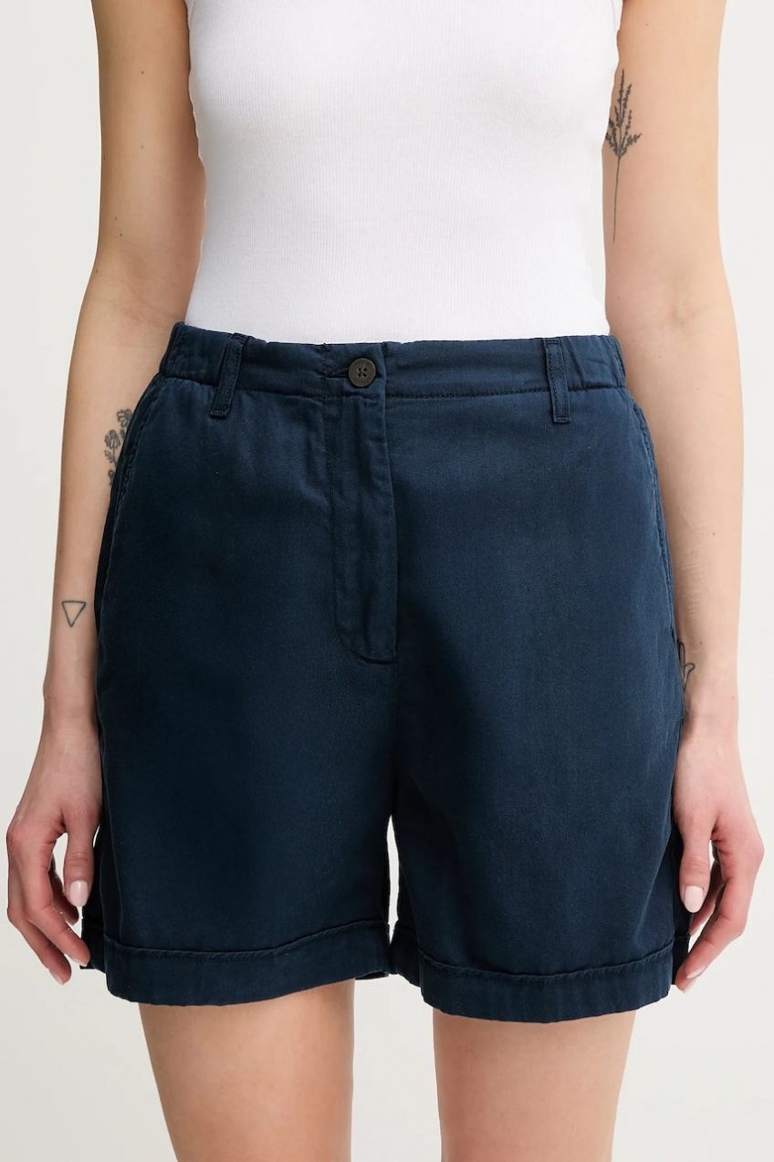 Šortky Tommy Hilfiger tmavomodrá farba, jednofarebné, vysoký pás, WW0WW44762