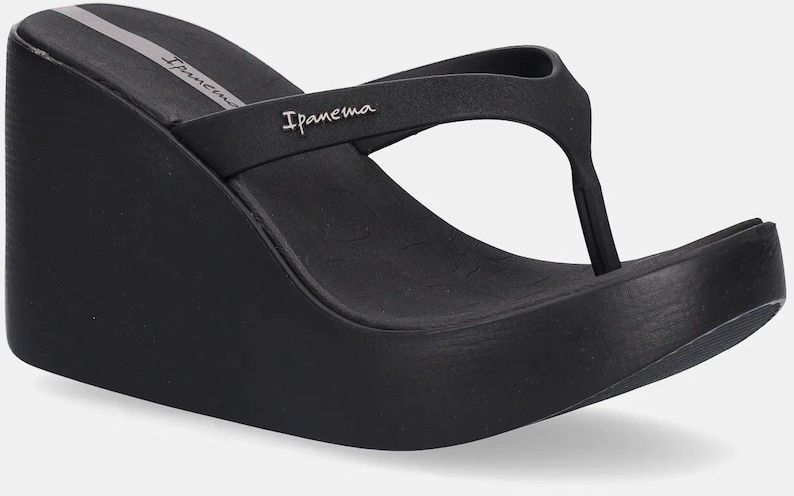 Šľapky Ipanema HIGH FASHION čierna farba, na kline, 83626-BD950