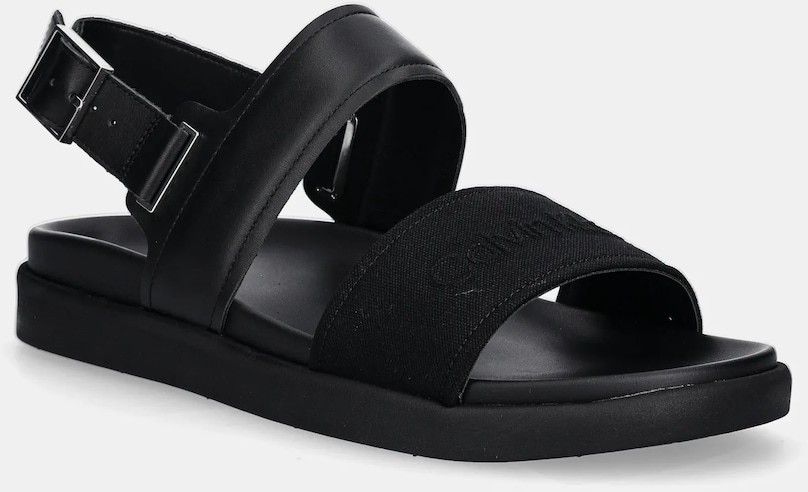 Sandále Calvin Klein BACK STRAP W/ BUCKLE LOGO čierna farba, HM0HM01742
