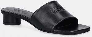 Kožené šľapky MM6 Maison Margiela čierna farba, na podpätku, S66WP0109