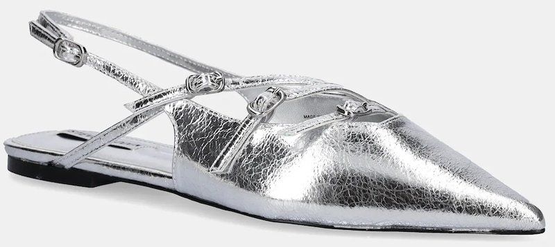 Baleríny Steve Madden Cianna strieborná farba, s otvorenou pätou, SM11003709