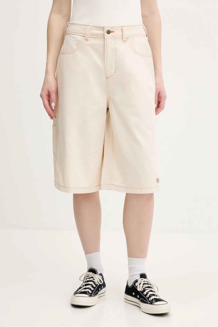 Bavlnené šortky Dickies béžová farba, jednofarebná, vysoký pás, DK0A4Z85F901