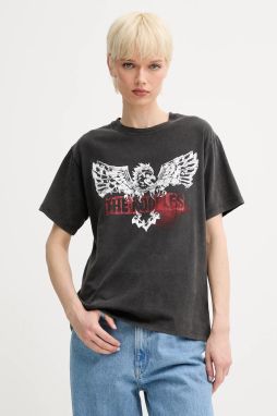 Bavlnené tričko The Kooples dámske, šedá farba, FTSC30026K