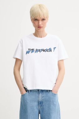 Bavlnené tričko The Kooples dámske, biela farba, FTSC30049K