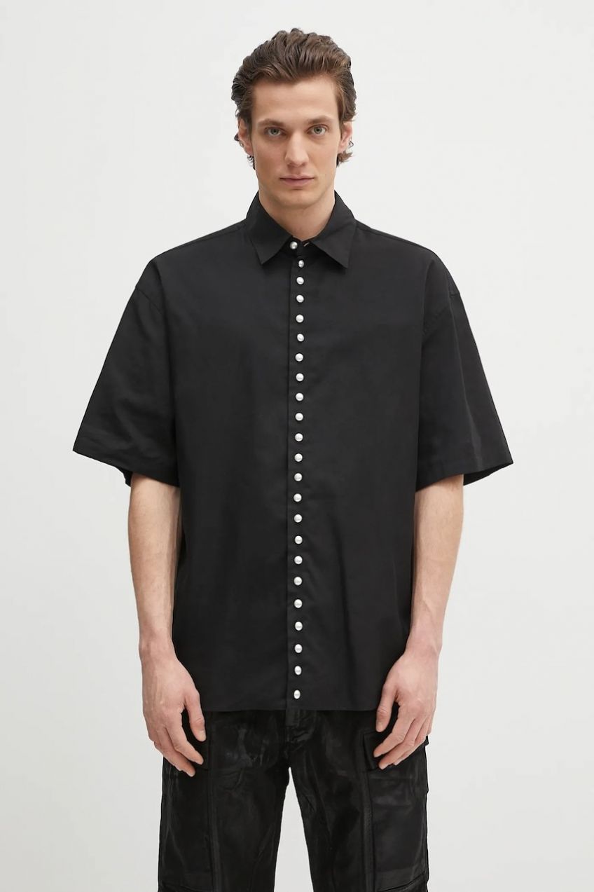 Košeľa AMBUSH Pearl Button Shirt čierna farba, voľný strih, s klasickým golierom, 12115313