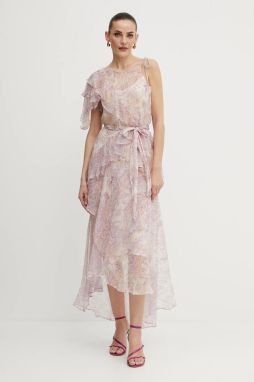 Hodvábne šaty Twinset fialová farba, maxi, áčkový strih, 251TS2182