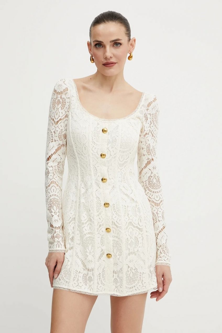 Šaty Twinset béžová farba, mini, priliehavé, 251TS2270