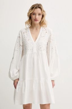 Bavlnené šaty Pinko biela farba, mini, áčkový strih, 105008 A2H0