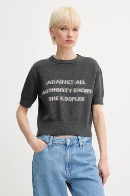 Sveter s prímesou vlny The Kooples šedá farba, FPUL30012K