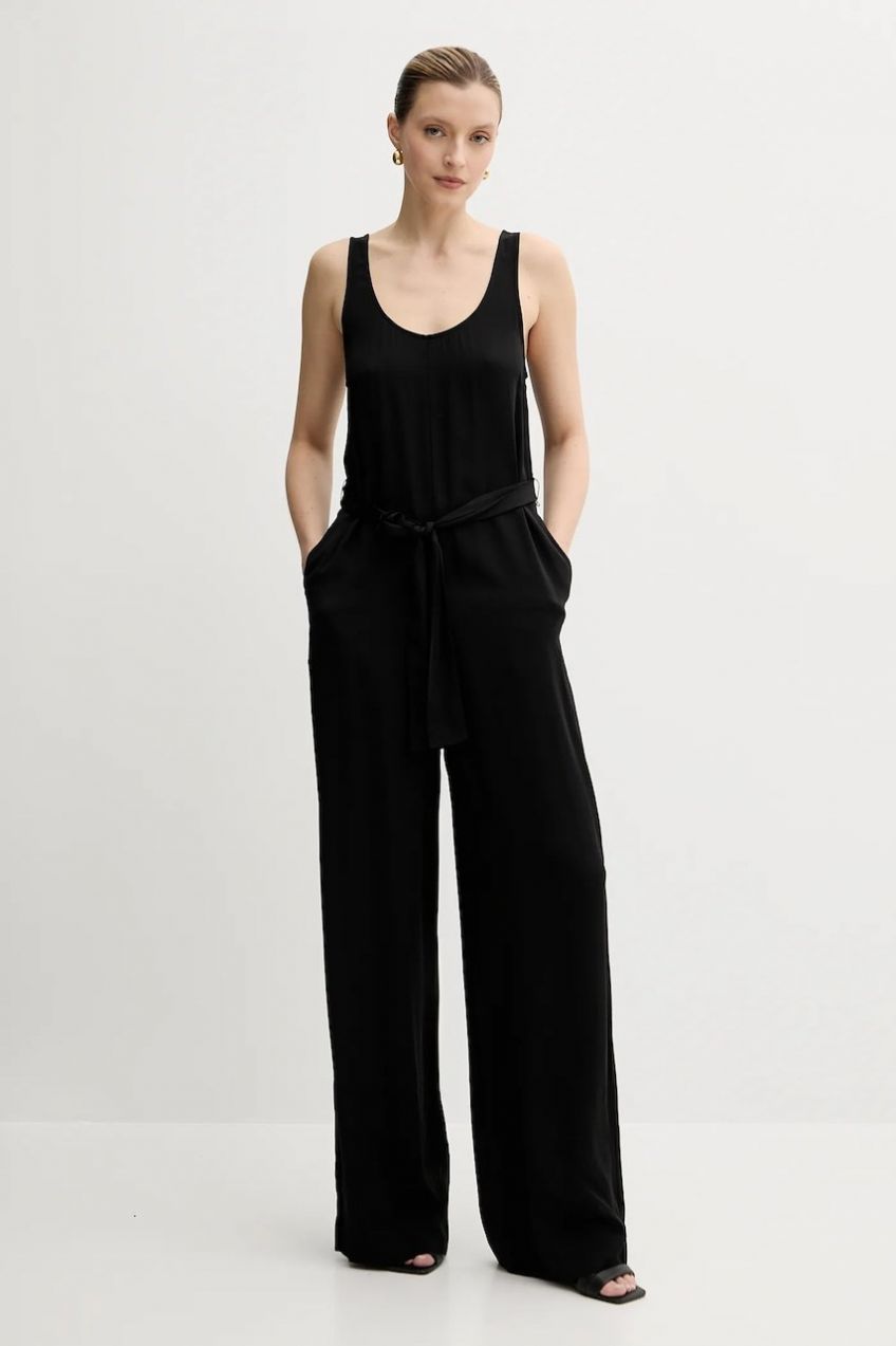 Overal Armani Exchange čierna farba, s okrúhlym výstrihom, XW000210 AF12742