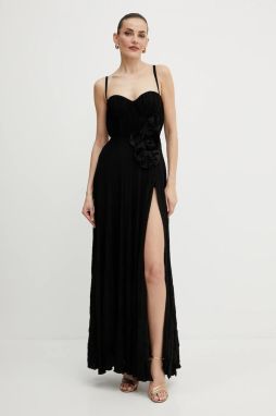 Šaty Elisabetta Franchi čierna farba, maxi, áčkový strih, ABR2252E2
