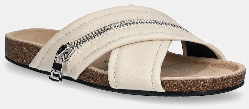 Kožené šľapky JW Anderson Biker Loafer béžová farba, SN0107 LA0268 002