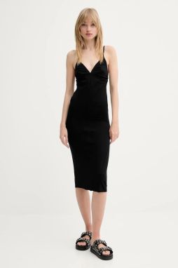 Šaty Rick Owens Lilies čierna farba, midi, priliehavé, LI01E4530RV