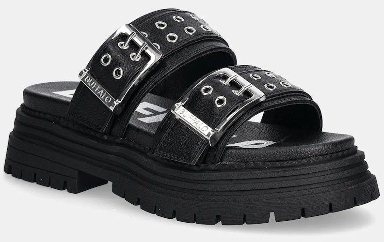 Šľapky Buffalo Lennox Loop čierna farba, na platforme, 1602270-BLK
