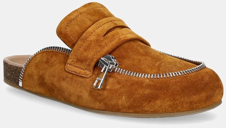 Semišové šľapky JW Anderson Biker Loafer hnedá farba, LF0071 LA0240 640