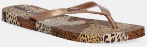 Šľapky Ipanema ANIMAL PRINT hnedá farba, na plochom podpätku, 83617-AY384