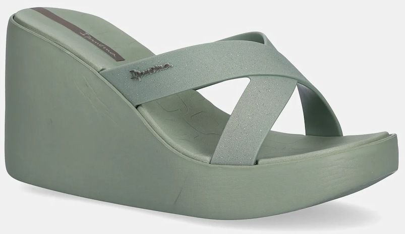 Šľapky Ipanema HIGH FASHION zelená farba, na kline, 83646-BD680