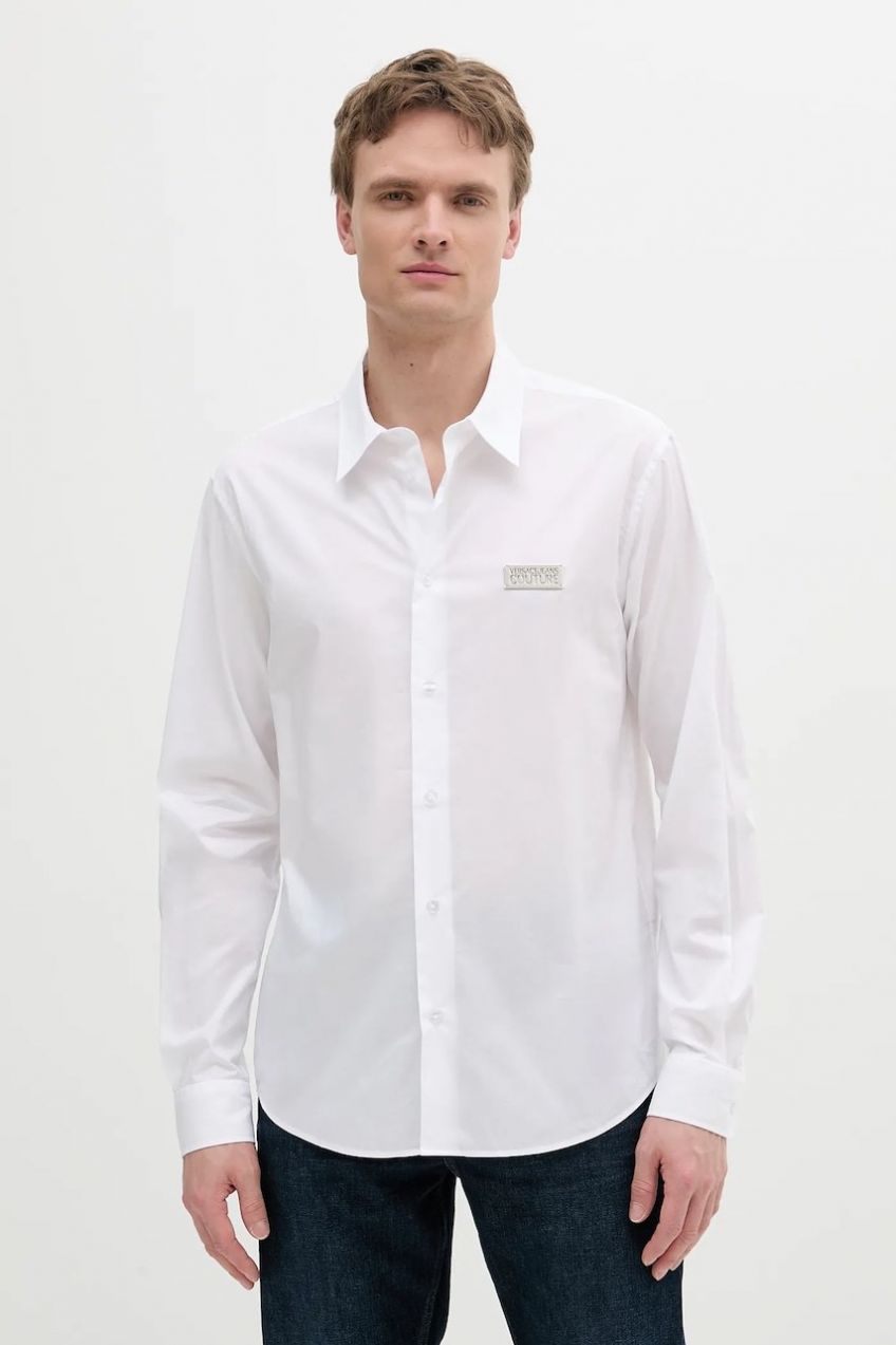 Bavlnená košeľa Versace Jeans Couture biela farba, regular, s klasickým golierom, 78GALYR1 CN002