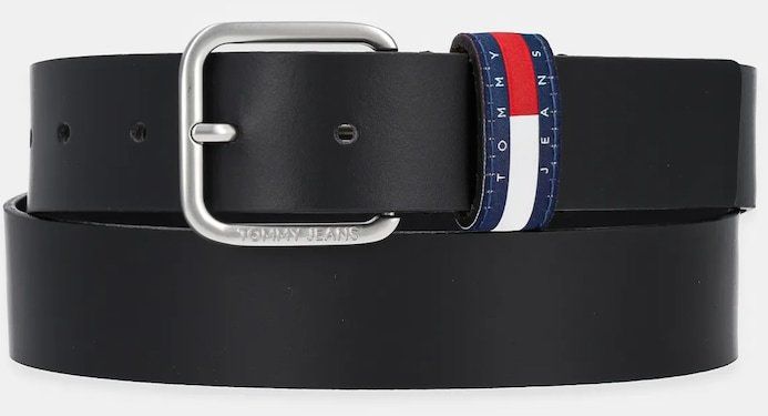 Kožený opasok Tommy Jeans čierna farba, AM0AM13415