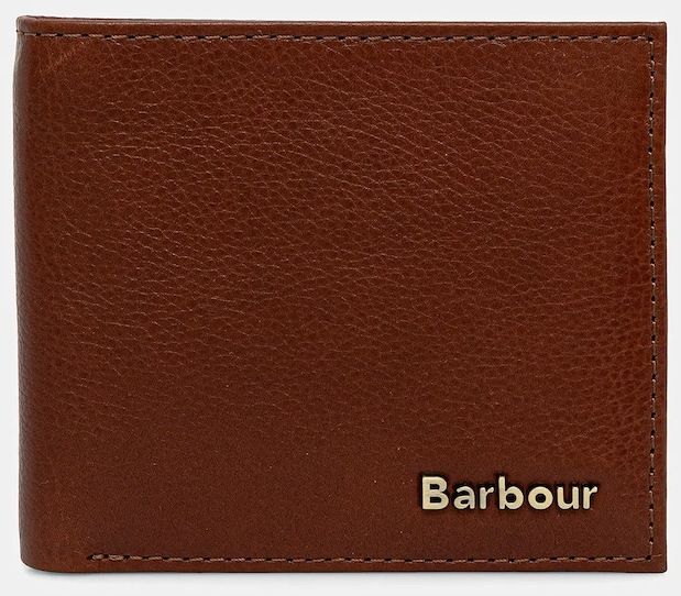 Kožená peňaženka Barbour Lunan Leather Billfold Wallet hnedá farba, MLG0070