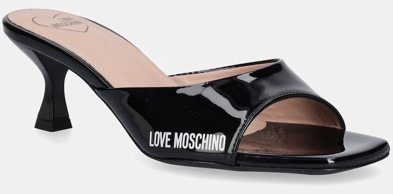 Kožené lodičky Love Moschino čierna farba, JA28045G1MIH0000