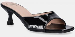 Kožené lodičky Love Moschino čierna farba, JA28045G1MIH0000
