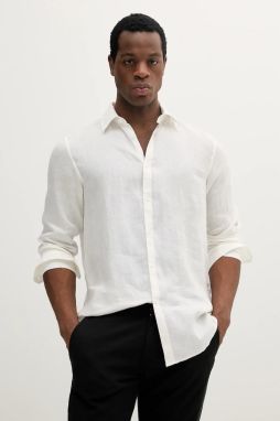 Ľanová košeľa Marciano Guess JOE biela farba, regular, s klasickým golierom, 5GHH39 4394Z