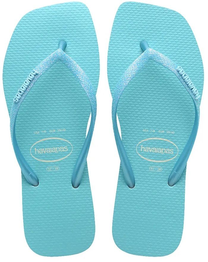 Šľapky Havaianas SLIM SQUARE GLITTER tyrkysová farba, 4148927.8747