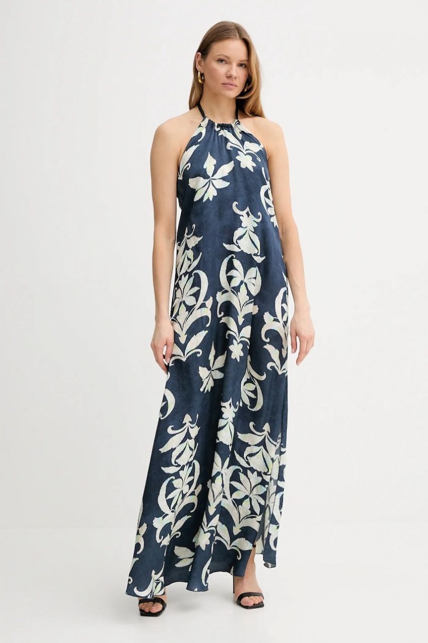 Šaty Forte Forte tmavomodrá farba, maxi, rovný strih, 13906 my dress