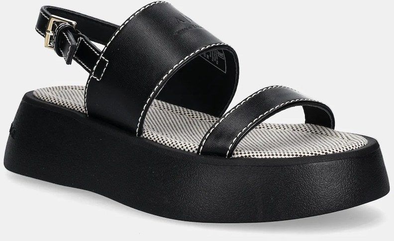 Sandále Armani Exchange čierna farba, na platforme, XDP054 XV921 00002