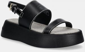 Sandále Armani Exchange čierna farba, na platforme, XDP054 XV921 00002