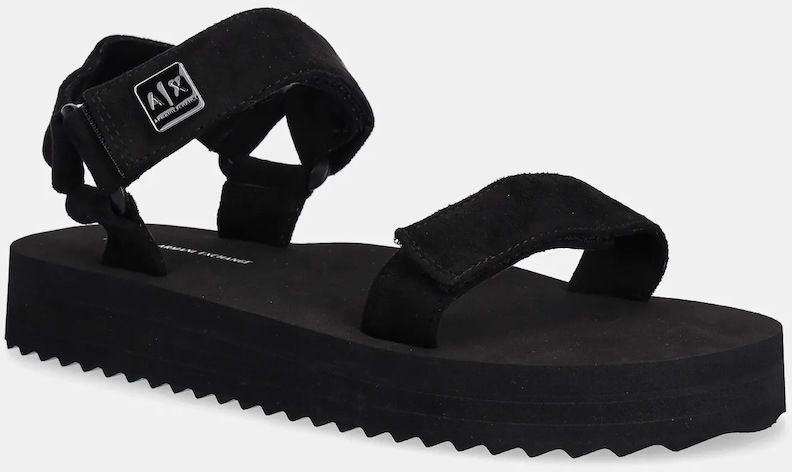 Sandále Armani Exchange čierna farba, na platforme, XDP064 XV928 00002
