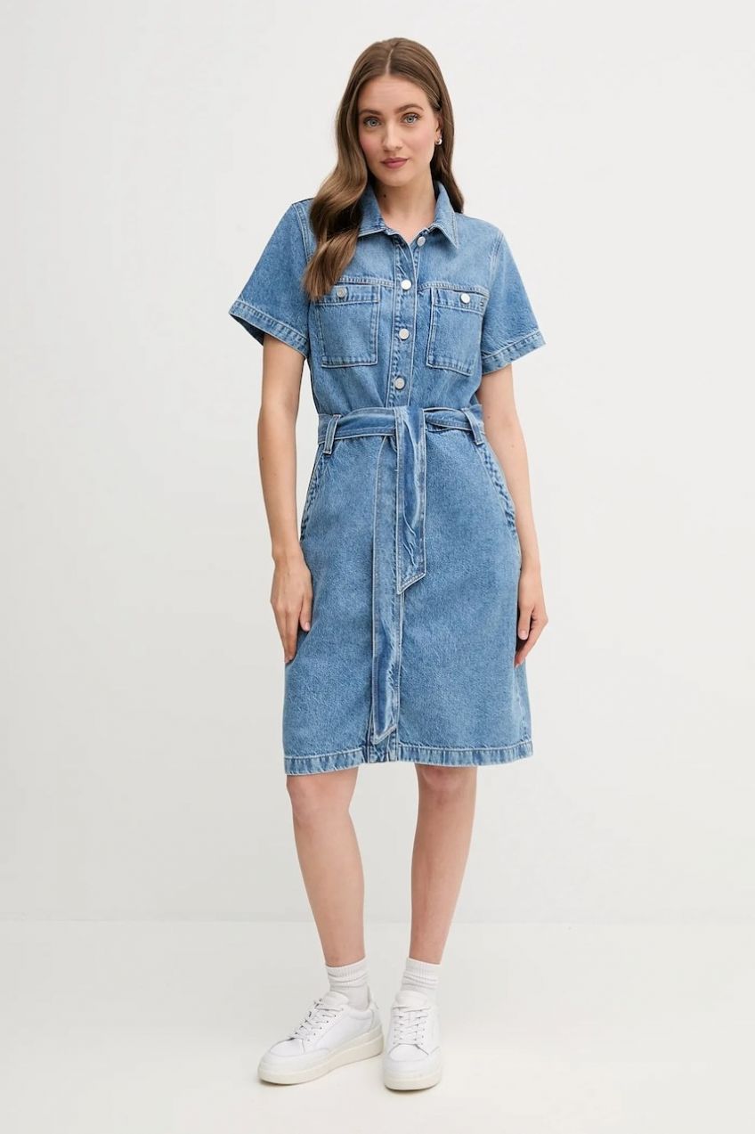 Rifľové šaty Tommy Hilfiger mini, rovný strih, WW0WW44380