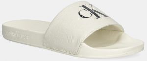 Šľapky Calvin Klein Jeans SLIDE MONOGRAM WN LOGO CK béžová farba, YW0YW01967