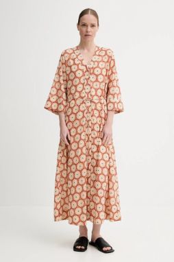 Bavlnené šaty Marc O'Polo hnedá farba, maxi, oversize, 504080921145