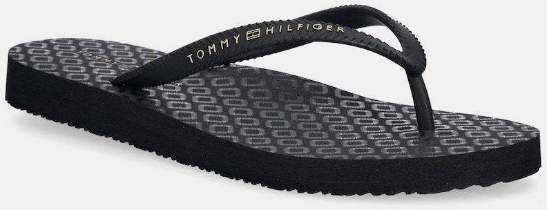 Šľapky Tommy Hilfiger HILFIGER STRAP BEACH SANDAL čierna farba, na plochom podpätku, FW0FW08736